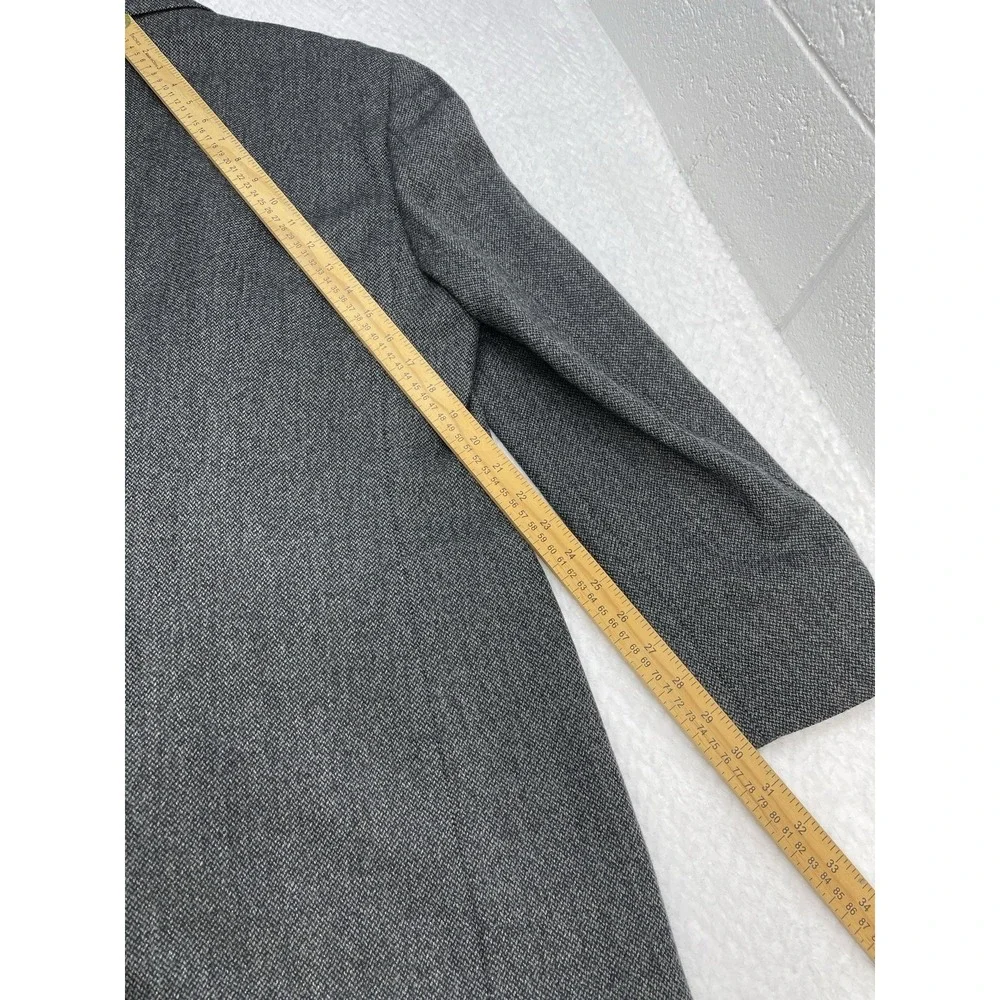 Vintage Brooks Brothers Men'sWool Blazer Black Gray Herringbone Tweed Jacket 46R